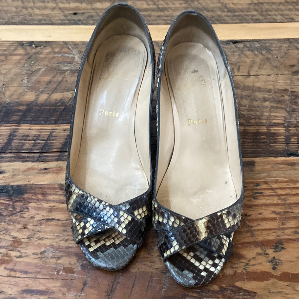 Christian Louboutin snake skin espadrille